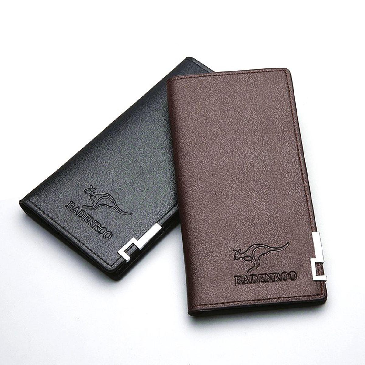 Stylish long PU leather mobile wallet for men with zip