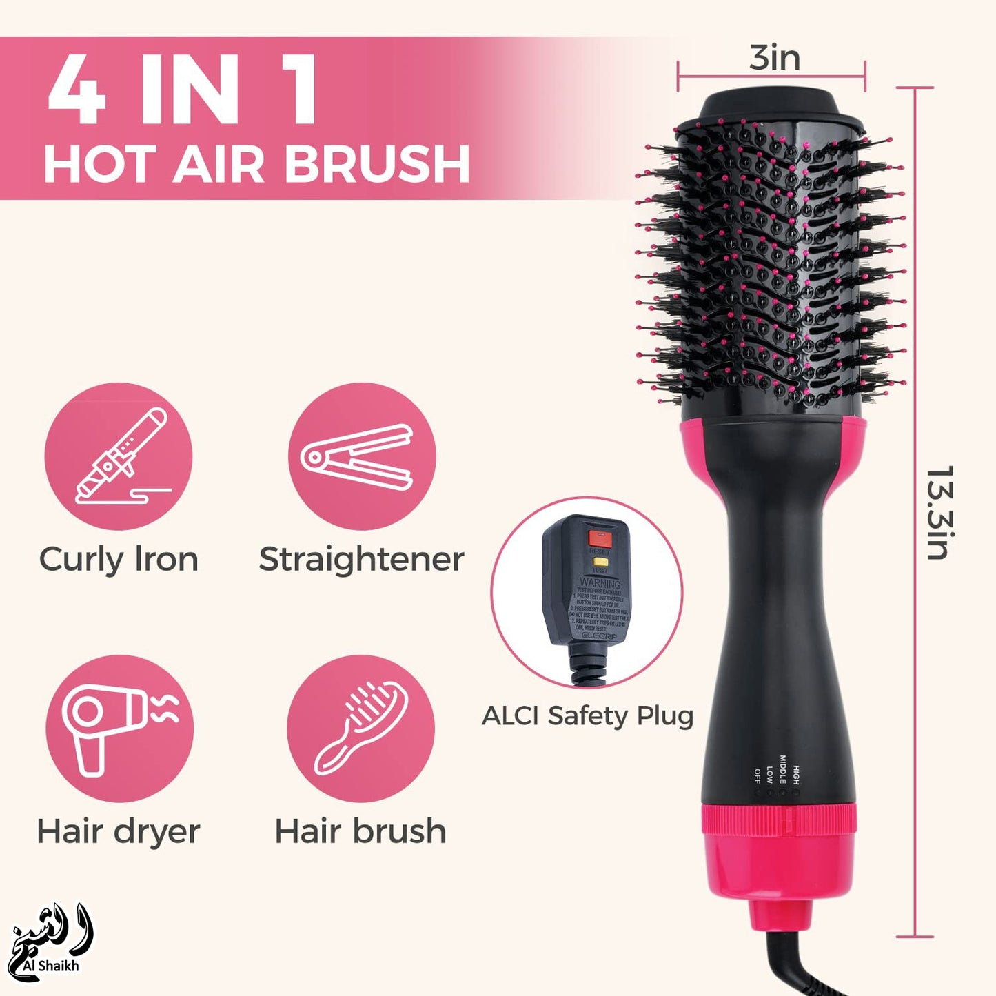 One Step 3 in 1 Hair Dryer and Volumizer / Hot Air Brush - Comb For Drying, Straightening, and Curling