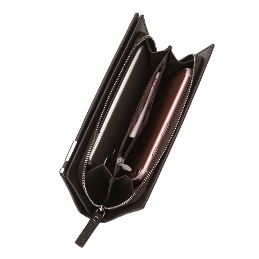 Stylish long PU leather mobile wallet for men with zip